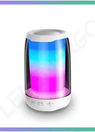 Портативна колонка pulse 4 mini біла bluetooth 5.0 8 вт з підсвіткою для музики та дзвінків sku_luggi8893aw