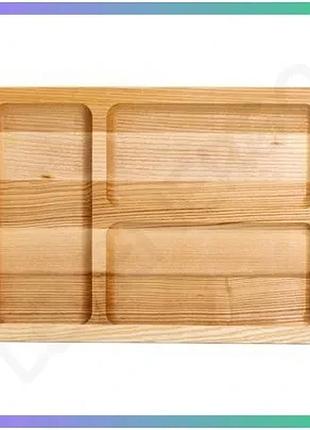 Дерев'яна дошка для подачі 25×35 см прямокутна на 3 секції з ясена для закусок і страв sku_luggit32w250