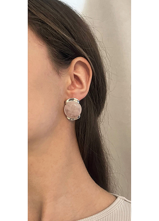 Серьги из серебра с розовым кварцем хартов 2714