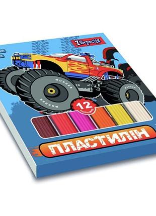 Пластилин 1 вересня "monster truck", 12 цветов, 240г, 540590