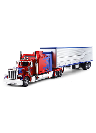 Масштабна модель американського тягача peterbilt 389 з трейлером червоний