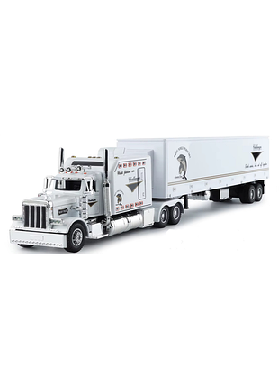 Масштабна модель американського тягача peterbilt 389 з трейлером білий