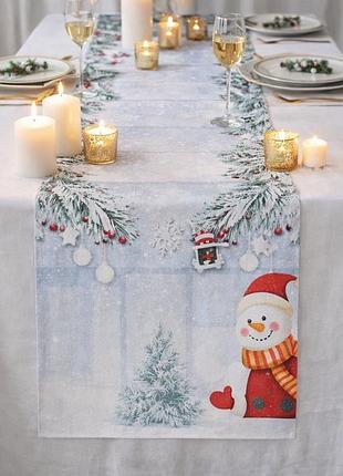 Доріжка-раннер на стіл snowman 180×33 см з поліестеру