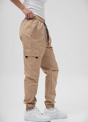 Жіночі бавовняні штани карго without reflective beige 4xl xl, весна/осінь