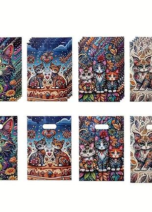 Милый подарочный пакетик с котенком, лапкой и мордочкой 25×16.5 см