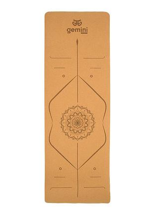 Килимок для йоги пробковий каучуковий gemini sport 183см*61см*5мм cty-0685