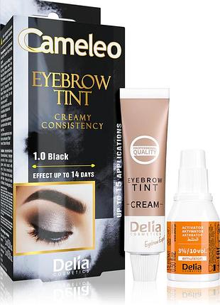 Крем-краска для бровей delia cosmetics cameleo тон 1.0 черная, 15 мл