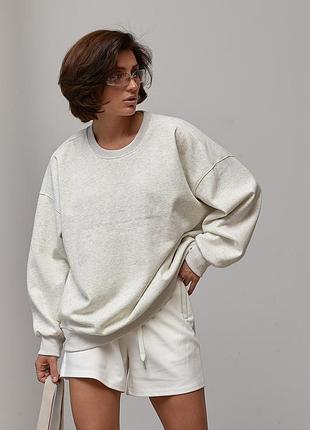 Жіночий світшот oversize з начосом колір світло-сірий розмір one size fl_003526