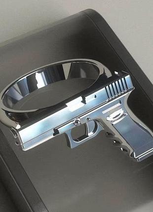 Кільце пістолет перстень у вигляді сріблястого пістолета в стилі хіп-хоп