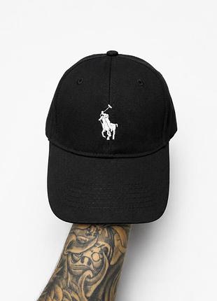 Кепка polo ralph lauren casual черная с вышитым логотипом регулируемая