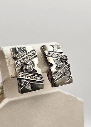 Сережки серебряные с кубическим цирконием "глория" 8,44 г