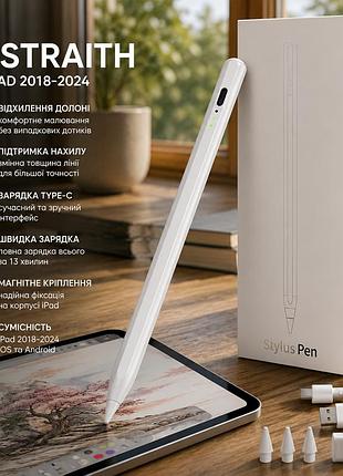 Стилус hastraith для ipad 2018–2024, распознавание ладони, чувствительность к наклону, type-c, зарядка 13 мин, белый