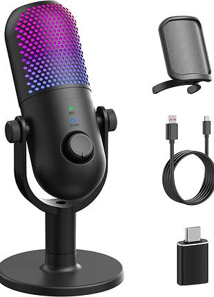 Guevwes ztd39 usb-конденсаторный микрофон - rgb, шумоподавление, echo, pop-фильтр