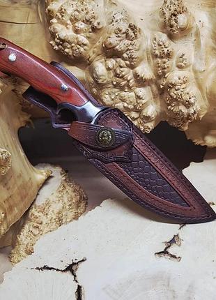 Кухонный нож m390 14,5 см с ручкой из палисандра и кожаным чехлом