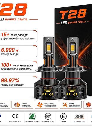Лампа led h4 радиатор+кулер 300w/30000lm t28 4575 chip 6000k ip68 dc12v emc-драйвер