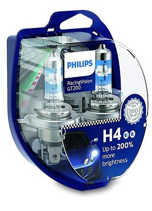Лампа 12v h4 60/55w +200% racing vision philips gt200 box-2шт 12342rgts2