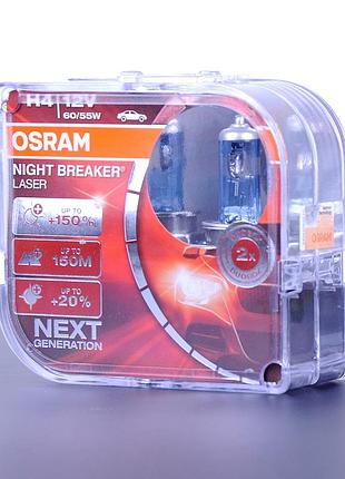Лампа 12v h4 60/55w +150% night laser osram box-2шт 64193 nl-вох красная уп