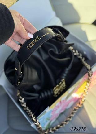 Сумка-мішечок loewe люкс чорна з натуральної шкіри
