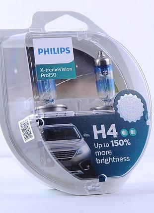 Лампа 12v h4 60/55w +150% x-treme vision pro philips box-2шт 12342xvps2