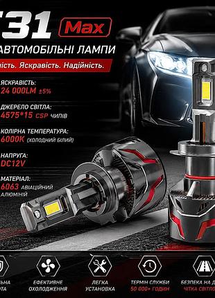 Лампа led h4 радиатор+кулер 240w/24000lm t31 max 4575 chip 6000k ip68 dc12 emc-драйвер