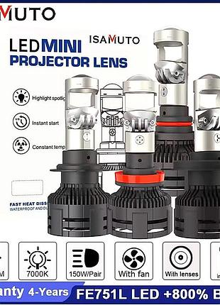 Лампа led міні лінзи h4 d32мм 95/135w 10000/14000lm 6000k 3570 module 9-30v canbus a80s