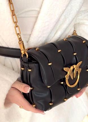 Сумка pinko medium (люкс) чорна з натуральної шкіри ❤️‍🔥👜