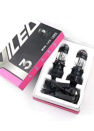Лампа led міні лінзи h4 d37мм 80/120w 8000/12000lm 6000k 3570+1860 module 9-30v canbus y3