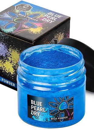 Слюдяний пігментний порошок blue pearl (блакитна перлина) для смоли мила макіяжу манікюру soap shop банка 57 грам
