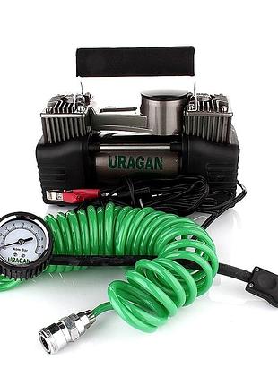 Компресор два цилінди uragan 12v 360вт 85л 30а 5,7м шланг 90170 на клемах 8