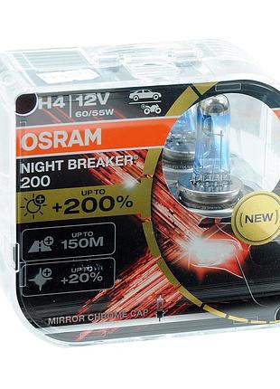 Лампа 12v h4 60/55w +200% night laser osram box-2шт 64193 nв200-вох красная уп