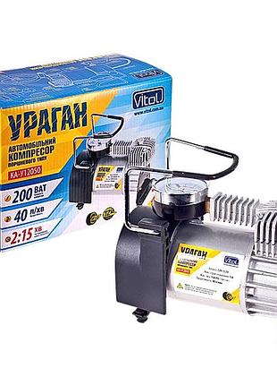Компрессор ураган 12050 12v 200вт 40л 10атм 14а + переходник комплекте