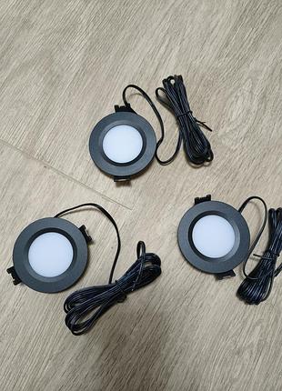Светодиодный мебельный светильник врезной sineyon 12v 3w 3000k (sitd-d27-002) - черный, регулируемый (dimmable)