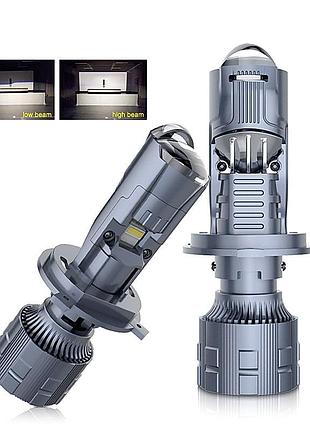 Лампа led мини линзы h4 d25мм 70/100w 8000/11000lm 6500k 3570+1860*2 chip matrix 12v m01m
