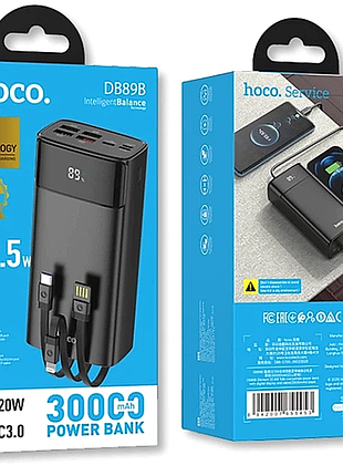 Портативный аккумулятор power bank 30000 mah hoco db89b 22.5w type-c lightning black солнечная панель