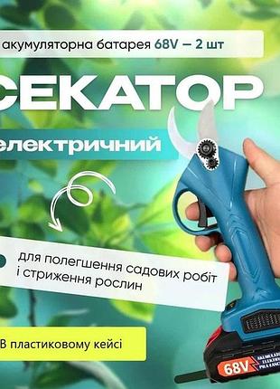 Секатор ручний акумуляторний садовий 2,5 на 2 акб 68v в кейсі domotec bs-72