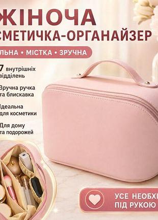 Пудровая косметичка для косметики and xl-1010 женская дорожная, органайзер из экокожи с 7 отделений, ручкой и молнией