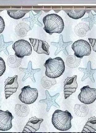 Штора для ванной 180*180см голубой морское дно тм eco fabric