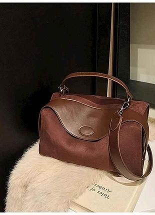 Сумка жіноча екошкіра коричневий 18*31*13см замша арт.m 6269-3 тм китай