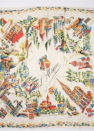 Вікнтажна шовкова жіноча хустка «l'alsace» (ельзас, францїі 
розкішна колекційна хустка.