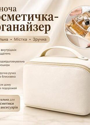 Белая женская косметичка and xl-1010 для путешествий, вместительный органайзер из эко-кожи на молнии с 7 отделениями