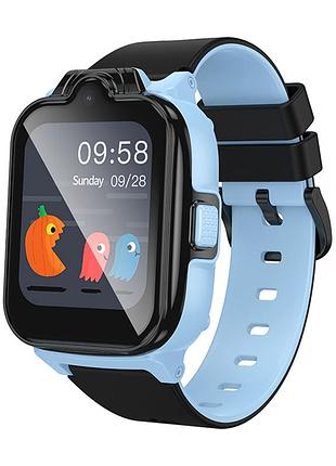 Детские смарт-часы hoco y104 4g gps с камерой и gps для активных детей с силиконовым ремешком синий