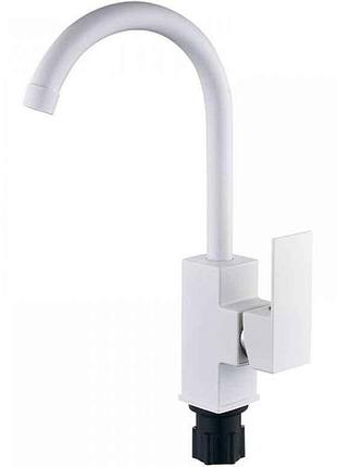 Смеситель на мойку белый kubus-011 set white тм plamix