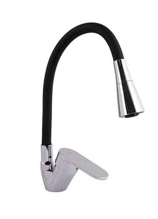 Змішувач на мийку чорний tani 008f3 з гнучким виливом (k40) ldtan008f3bcr39484 black/chrome тм lidz