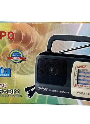 Радиоприемник аналоговый kb-408ac от сети/разъем для батареек/aux черный тм kipo