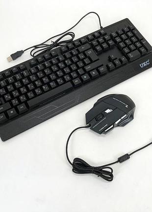 Клавиатура+мышка ukc с led подсветкой от usb m-710, клавиатура игровая с подсветкой и мышкой si-27