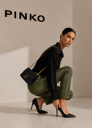 Pinko итальянские брюки в цвете хаки с камнями невероятно блестит