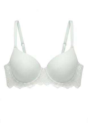 Бюстгальтер балконет кружевной отделкой мятный 80b
