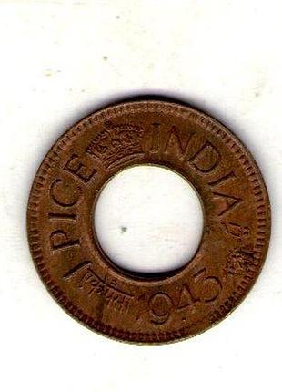 Индия - британская ø король георг vi 1 пайс 1943 год бронза, 2g, ø 21.32mm no2746