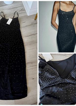 Сукня з поліаміду зі стразами zara
