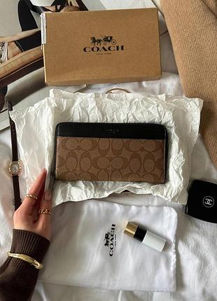 Coach accordion wallet beige/black 20 х 10 х 3